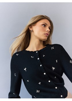 Mohito - Bawełniany czarny kardigan - czarny ze sklepu Mohito w kategorii Swetry damskie - zdjęcie 187819031
