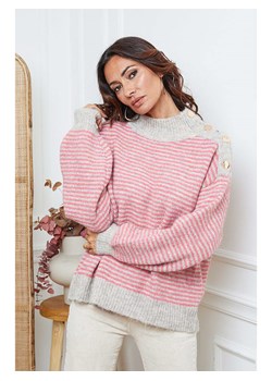 So Cachemire Sweter &quot;Calinia&quot; w kolorze szaro-jasnoróżowym ze sklepu Limango Polska w kategorii Swetry damskie - zdjęcie 187819422