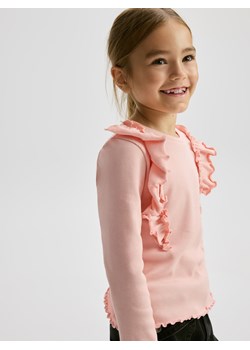 Reserved - Prążkowana bluzka z falbanką - brudny róż ze sklepu Reserved w kategorii Bluzki dziewczęce - zdjęcie 187820771