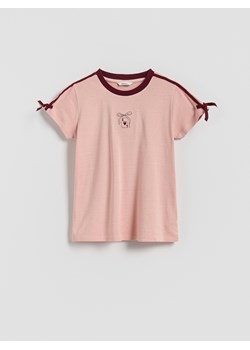 Reserved - T-shirt z lampasami - różowy ze sklepu Reserved w kategorii Bluzki dziewczęce - zdjęcie 187820874