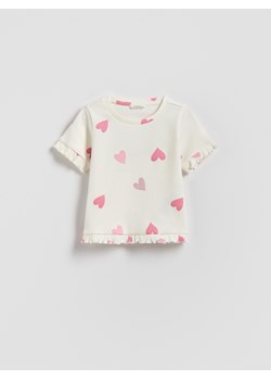 Reserved - Bawełniany t-shirt z nadrukiem - złamana biel ze sklepu Reserved w kategorii Bluzki dziewczęce - zdjęcie 187820923