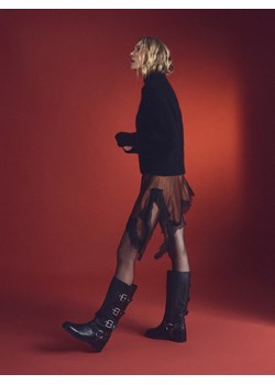 Reserved - Skórzane kozaki biker - czarny ze sklepu Reserved w kategorii Kozaki damskie - zdjęcie 187821034