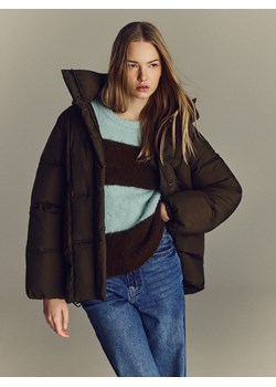 Reserved - Pikowana kurtka z kapturem - ciemnobrązowy ze sklepu Reserved w kategorii Kurtki damskie - zdjęcie 187821094