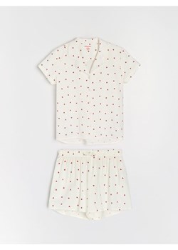 Sinsay - Piżama dwuczęściowa w serduszka - kremowy ze sklepu Sinsay w kategorii Piżamy damskie - zdjęcie 187821774