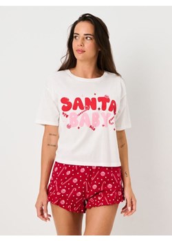 Sinsay - Świąteczna piżama z napisem "Santa Baby" - kremowy ze sklepu Sinsay w kategorii Piżamy damskie - zdjęcie 187821780