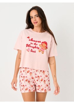 Sinsay - Świąteczna piżama dwuczęściowa z motywem pierniczków - różowy ze sklepu Sinsay w kategorii Piżamy damskie - zdjęcie 187821782