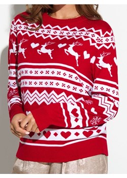 Sinsay - Świąteczny sweter z reniferami - czerwony ze sklepu Sinsay w kategorii Swetry damskie - zdjęcie 187821792