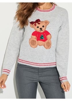 Sinsay - Świąteczny sweter z misiem z domieszką wełny - szary ze sklepu Sinsay w kategorii Swetry damskie - zdjęcie 187821793
