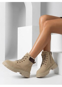 Royalfashion Szaro- brązowe damskie ocieplane botki typu trapery Radoras ze sklepu royalfashion.pl w kategorii Workery damskie - zdjęcie 187823024