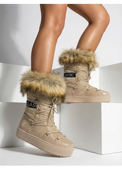 Royalfashion Jasnobrązowe wsuwane botki a'la śniegowce damskie Gomllo ze sklepu royalfashion.pl w kategorii Śniegowce damskie - zdjęcie 187823134