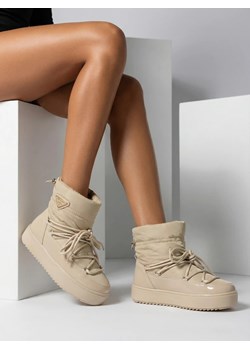 Royalfashion Wsuwane botki a'la śniegowce damskie w kolorze jasnobrązowym Vevnose ze sklepu royalfashion.pl w kategorii Śniegowce damskie - zdjęcie 187823142