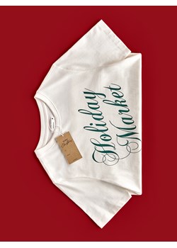 Reserved - T-shirt ze świątecznym motywem - złamana biel ze sklepu Reserved w kategorii Bluzki damskie - zdjęcie 187823321