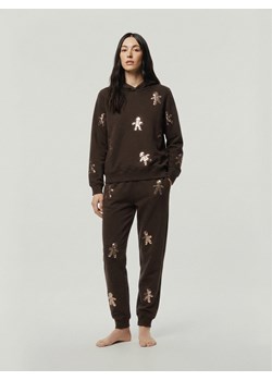 Reserved - Spodnie dresowe z aplikacjami - ciemnobrązowy ze sklepu Reserved w kategorii Spodnie damskie - zdjęcie 187823990