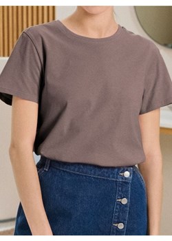 Sinsay - Bawełniana koszulka basic - brązowy ze sklepu Sinsay w kategorii Bluzki damskie - zdjęcie 187825190