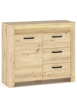 Komoda z 3 szufladami i podświetleniem LED dąb artisan C4-T26 ze sklepu Edinos.pl w kategorii Komody - zdjęcie 187829432