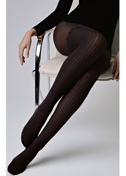 Glam rajstopy z imitacją pończoch i wypukłymi paskami, Kolor czarny, Rozmiar 3, Conte ze sklepu Intymna w kategorii Rajstopy - zdjęcie 187829521