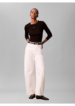 Calvin Klein Jeans Damska koszulka z długim rękawem Kobiety Bawełna czarny jednolity ze sklepu vangraaf w kategorii Bluzki damskie - zdjęcie 187831252