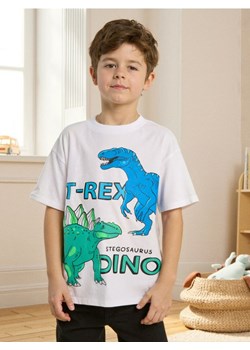 Sinsay - Koszulka oversize z nadrukiem w dinozaury - biały ze sklepu Sinsay w kategorii T-shirty chłopięce - zdjęcie 187832334