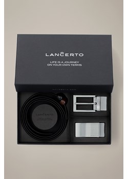 Pasek Dwustronny Czarno-Brązowy z Wymiennymi Klamrami Horatio ze sklepu Lancerto S.A. w kategorii Paski męskie - zdjęcie 187847300