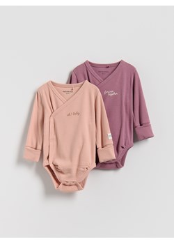 Reserved - Bawełniane body z haftem - brudny róż ze sklepu Reserved w kategorii Body niemowlęce - zdjęcie 187847364