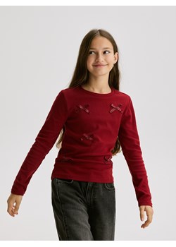 Reserved - Bawełniana bluzka z kokardami - bordowy ze sklepu Reserved w kategorii Bluzki dziewczęce - zdjęcie 187849301