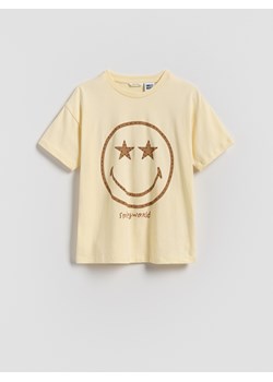 Reserved - T-shirt SmileyWorld® - beżowy ze sklepu Reserved w kategorii Bluzki dziewczęce - zdjęcie 187849400