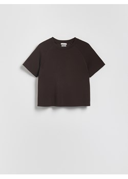 Reserved - T-shirt z modalem - ciemnobrązowy ze sklepu Reserved w kategorii Bluzki damskie - zdjęcie 187849411