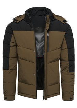 Kurtka męska ocieplana z odczepianym kapturem czarno-khaki Recea ze sklepu Recea.pl w kategorii Kurtki męskie - zdjęcie 187849922