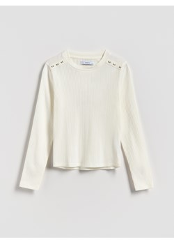 Reserved - Koszulka z ozdobnymi guzikami - złamana biel ze sklepu Reserved w kategorii Bluzki dziewczęce - zdjęcie 187850083