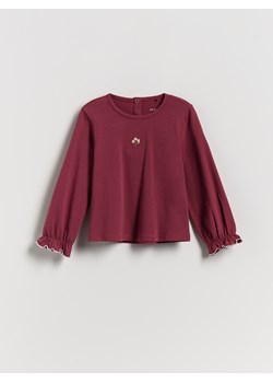 Reserved - Bawełniana koszulka z haftem - karminowy ze sklepu Reserved w kategorii Bluzki dziewczęce - zdjęcie 187853872