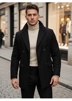 Płaszcz męski czarny Dstreet CX0433 ze sklepu DSTREET.PL w kategorii Płaszcze męskie - zdjęcie 187855014