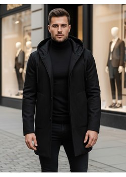 Płaszcz zimowy męski jednorzędowy czarny Dstreet CX0444 ze sklepu DSTREET.PL w kategorii Płaszcze męskie - zdjęcie 187855022