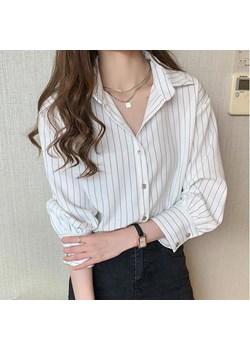 Damska klasyczna koszula w paski - Biały S ze sklepu Intimica.pl w kategorii Koszule damskie - zdjęcie 187855433
