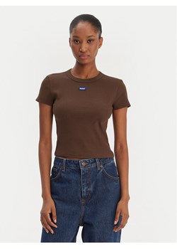 HUGO T-Shirt Baby 50510749 Brązowy Slim Fit ze sklepu MODIVO w kategorii Bluzki damskie - zdjęcie 187855760