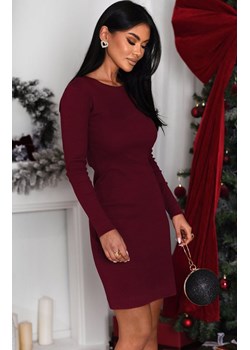 Elastyczna bordowa sukienka damska w prążek NOLIA 371, Kolor bordowy, Rozmiar L, Ivon ze sklepu Primodo w kategorii Sukienki - zdjęcie 187856212