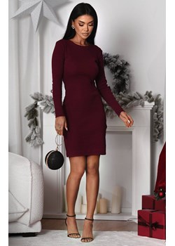 Elastyczna bordowa sukienka damska w prążek NOLIA 371, Kolor bordowy, Rozmiar L, Ivon ze sklepu Primodo w kategorii Sukienki - zdjęcie 187856213