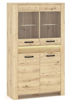 Niska witryna z ryflowaną listwą led dąb artisan N9-S49 ze sklepu Edinos.pl w kategorii Komody - zdjęcie 187856411