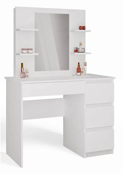 Biała prawostronna toaletka z lustrem i regałem  W4-Z10 ze sklepu Edinos.pl w kategorii Toaletki - zdjęcie 187856510