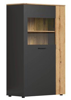 Niska witryna szklana grafit + dąb evok D6-B43 ze sklepu Edinos.pl w kategorii Regały i witryny - zdjęcie 187856544