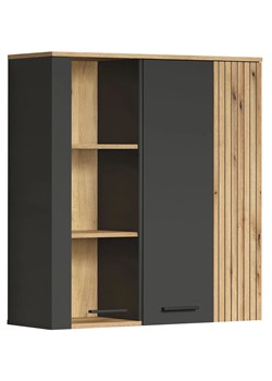 Witryna wisząca do salonu z lamelami grafit + dąb evok E2-G51 ze sklepu Edinos.pl w kategorii Regały i witryny - zdjęcie 187856552