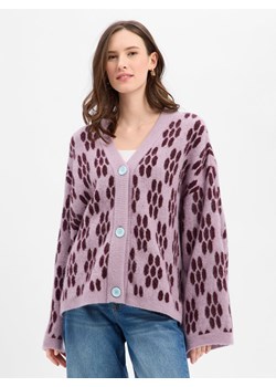american vintage Damski kardigan z alpaką i lnem - Vito Kobiety Wełna bzowy wzorzysty ze sklepu vangraaf w kategorii Swetry damskie - zdjęcie 187858043