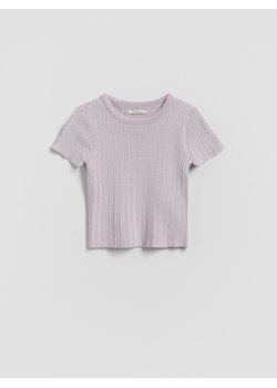 Reserved - Prążkowana bluzka - lawendowy ze sklepu Reserved w kategorii Bluzki dziewczęce - zdjęcie 187858123