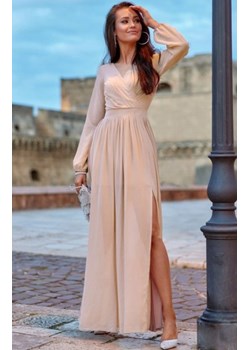 Wieczorowa sukienka maxi cappucino 0257 ze sklepu intimiti.pl w kategorii Sukienki - zdjęcie 187858211