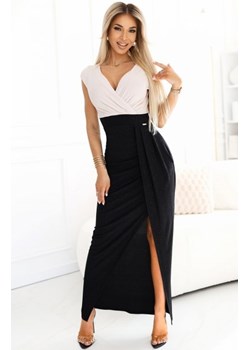 Numoco 451-3 błyszcząca sukienka z krótkim rękawkiem, dekoltem i rozcięciem na nodze ze sklepu intimiti.pl w kategorii Sukienki - zdjęcie 187858403