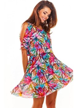 Zwiewna sukienka w kolorowy wzór A295 ze sklepu intimiti.pl w kategorii Sukienki - zdjęcie 187858540