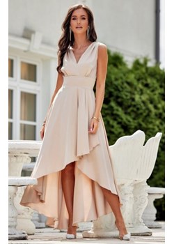 Asymetryczna satynowa sukienka maxi beżowa ze sklepu intimiti.pl w kategorii Sukienki - zdjęcie 187858674