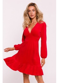 Moe welurowa sukienka z karczkiem czerwona M826 ze sklepu intimiti.pl w kategorii Sukienki - zdjęcie 187858884