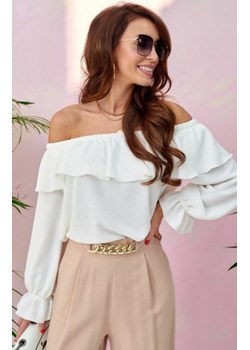 Modna bluzka hiszpanka ecru 0116 ze sklepu intimiti.pl w kategorii Bluzki damskie - zdjęcie 187858930
