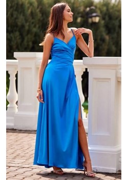 Satynowa sukienka maxi na ramiączkach chabrowa 462 ze sklepu intimiti.pl w kategorii Sukienki - zdjęcie 187859034