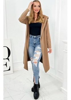 Długa bluza z kapturem camelowa ze sklepu intimiti.pl w kategorii Bluzy damskie - zdjęcie 187859100